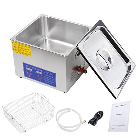 AW Pro Stainless Steel 15 L Liters 760W Ultrasonic Cleaner w/ Digital Heater Timer 6 Sets Transducers