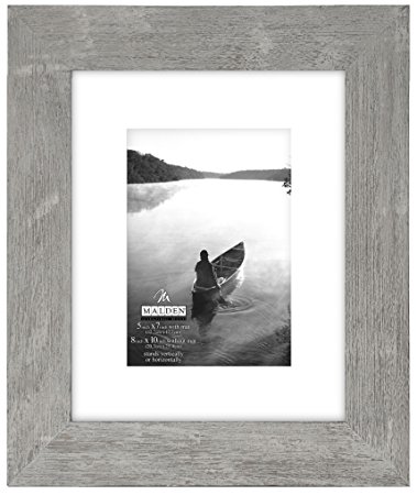 Malden International Designs Manhattan Distressed Mat Picture Frame, 5x7/8x10, Gray