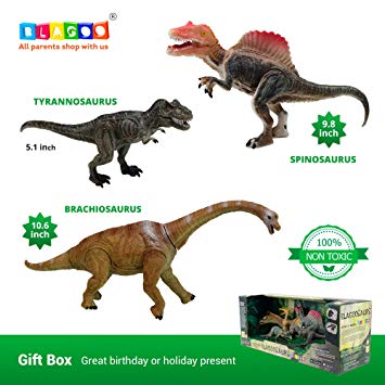 BLAGOO Dinosaur Toys with Moving Parts 3 Figures up to 9.4 inches Set #9 Including Free Augmented Reality Educational Mobile App and 4D Cards