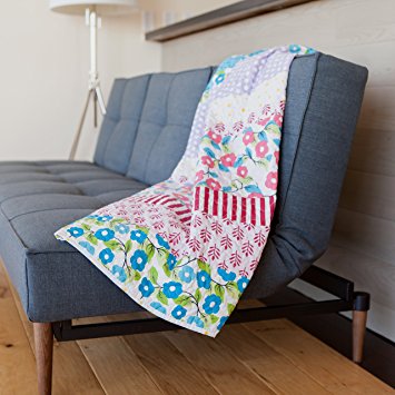 Sova Summer Sorbet Printed Quilted Throw Blanket (50" x 60") | Home Chic Multicolor Decorative Throw for Bed Couch Sofa