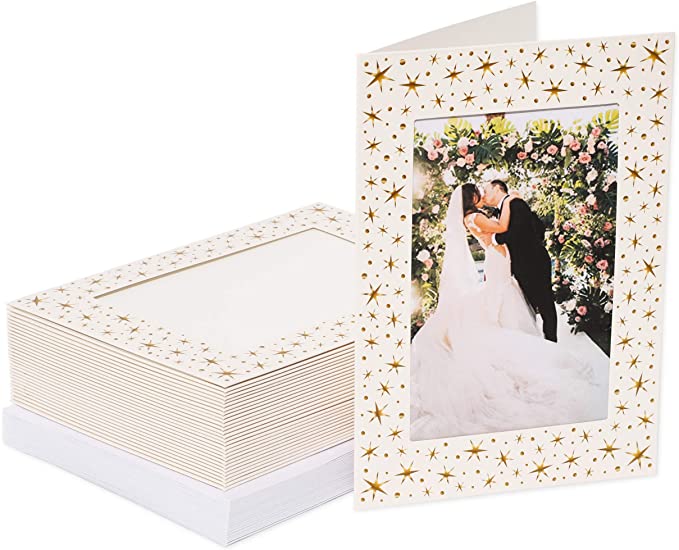 Gold Stars Photo Insert Greeting Cards with Envelopes for 5 x 7 in Photo (36-Pk)