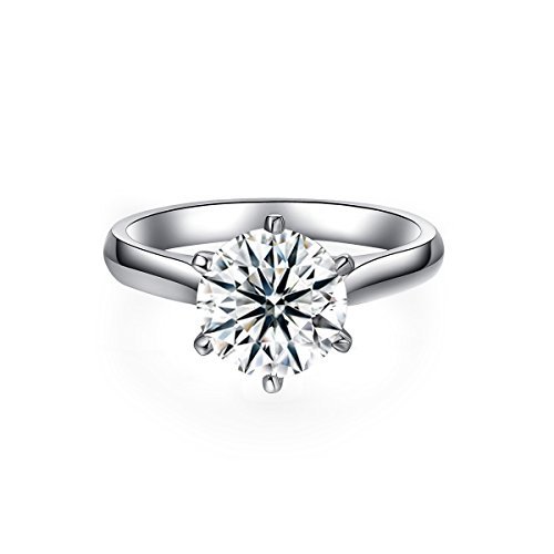 VAN RORSI&MO 2.0 Ct Moissanite Ring Diameter 8.0mm H-I Colorless Sterling Silver Engagement Rings