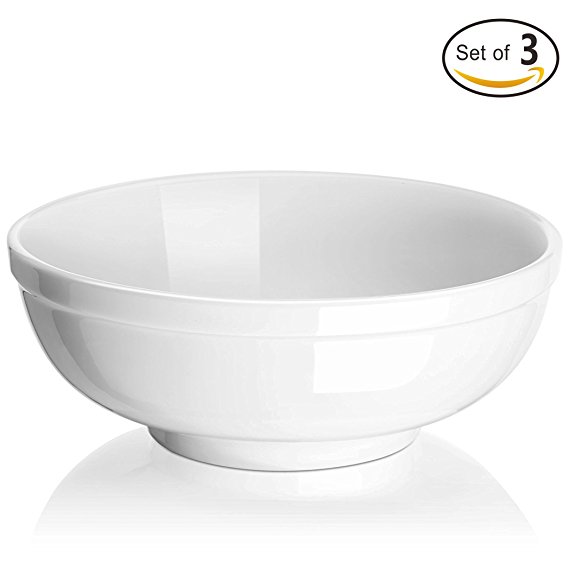 DOWAN 3-Pack Super Soup Bowls-32 Ounce, White Fine Porcelain