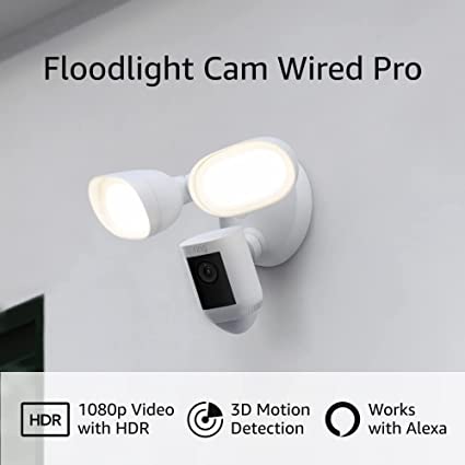 Ring Floodlight Cam Wired Pro with Bird’s Eye View and 3D Motion Detection (2021 release) | 2-pack, White