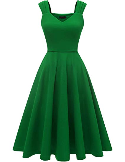 DRESSTELLS Women's Bridesmaid Vintage Tea Dress V-Neck Prom Party Swing Cocktail Dress