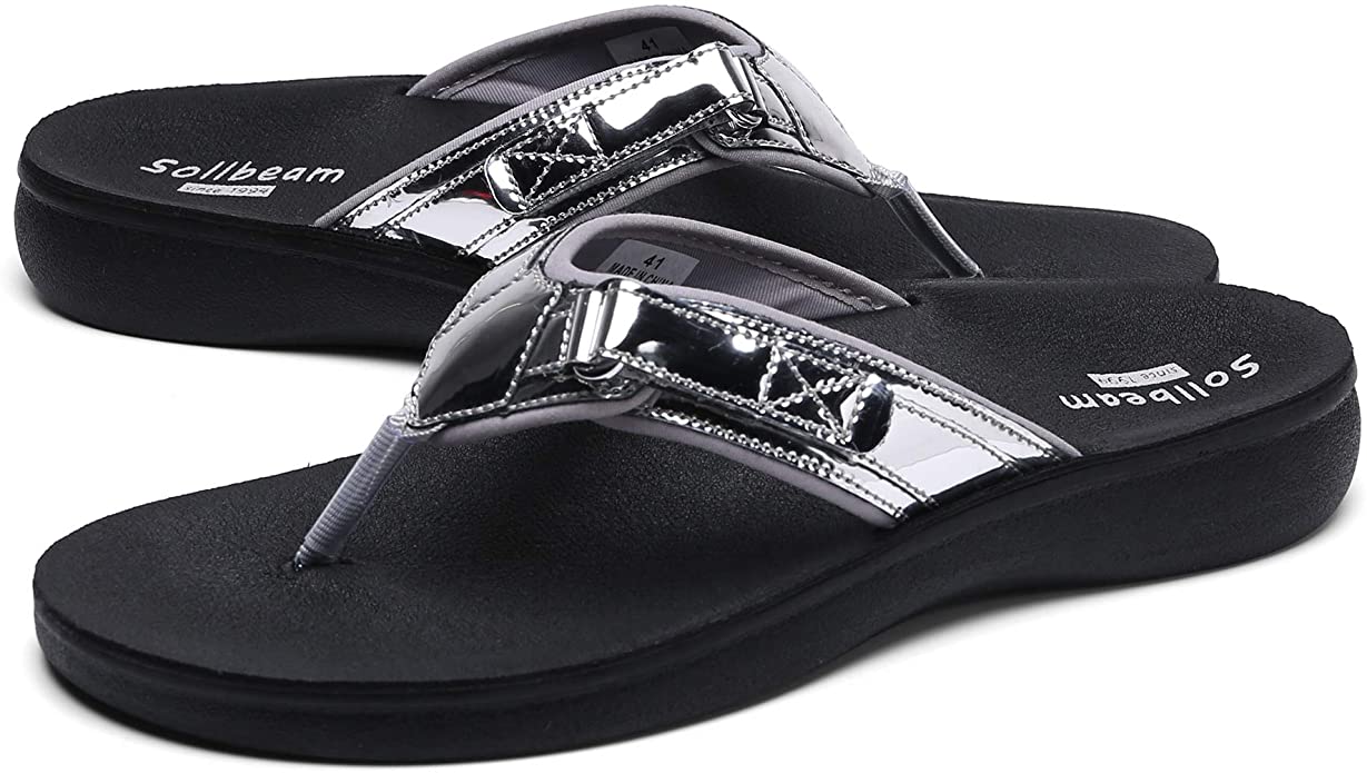 SOLLBEAM Womens Original Orthotic Comfort Thong Style Flip Flops Sandals With Arch Support Heel Cup