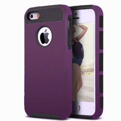 iPhone 5s Case,iPhone SE Case,iPhone 5 Case,by Ailun,Rubber Oil Non-Slip Matte Coating,Soft TPU Bumper&Hard Shell Solid PC Back,Shock-Absorption&Anti-Scratch Hybrid Dual-Layer Slim Cover[Purple]