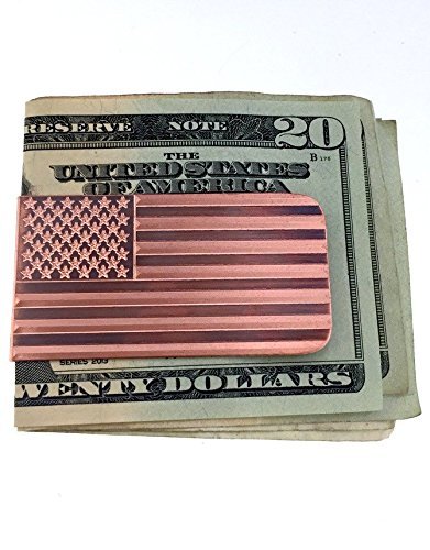 Engraved & Antiqued Copper Money Clip - American Flag - Husband gift, Boyfriend Gift, Stars & Stripes, Wallet, Gift For Him, Military