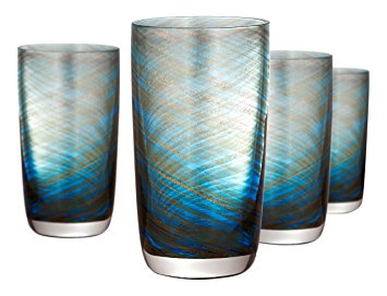 Artland Misty Highball Glass (Set of 4), 15 oz, Aqua