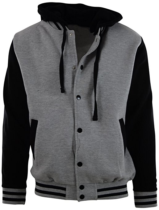 ChoiceApparel® Mens Baseball Varsity Jacket With Detachable Hoodie