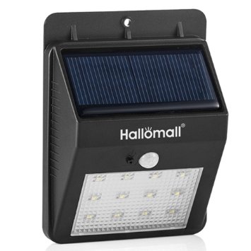 {Brighter and Bigger} Hallomall 240Lumens Max 12LED Outdoor Solar Lights Motion Sensor - Diamond Lampshade - SCREW/STICK - For Patio Deck Yard Garden Driveway Stairs Outside Wall - 2 Modes (1, Black)
