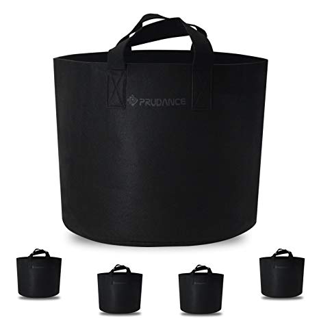Prudance 7 Gallon Grow Bags,Nonwoven Fabric High Strength Thickening Plant Nursery Aeration Pots,Black,5-Pack