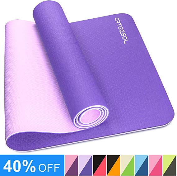 arteesol Yoga Mat, Non-Slip Exercise Mat Pollutant-Free TPE Fitness Mat with Carrying Strap for Yoga/Pilates/Exercises/Gymnastics-183 x 61 x 0.6 cm-8 Colors