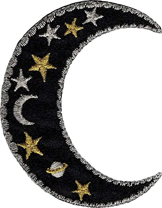 MOON & STARS Embroidered Patch 3" X 2 1/2"