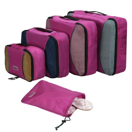Homdox 4 Piece Set Packing Cubes with Laundry Bag