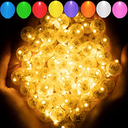 100pcs Multicolor Balloon Light, Long Standby Time Waterproof Mini Ball Light, Round LED Flash Ball Lamp for Paper Lantern Balloon Party Wedding, Festival Christmas and Halloween Decorative (Warm White)