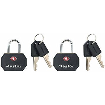 Master Lock 4681TBLK TSA-Accepted Keyed Luggage Lock, Black, 2-Pack