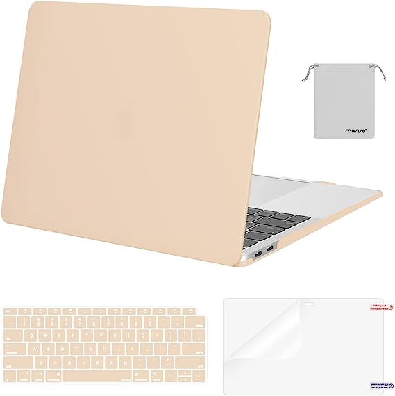 MOSISO Compatible with MacBook Air 13 inch Case 2022 2021 2020 2019 2018 A2337 M1 A2179 A1932 Retina Display Touch ID, Plastic Hard Shell&Keyboard Cover&Screen Protector&Storage Bag, Apricot