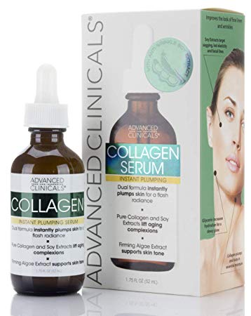 Bonus size 1.75oz Advanced Clinicals Collagen Facial Serum - Reduces the appearance of wrinkles, dark circles, and fine lines. (1.75oz)