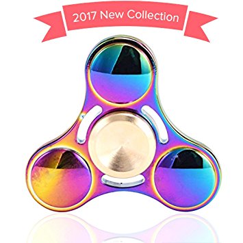 Fidget Spinner EDC Toy Premium Brass Metal CNC Made. Helps Relieve Stress, Boredom and Increases Focus for ADHD ADD Autism - Fidget Spinner Toy Made, Can spin up to 4  minutes! By VieR (Blue)