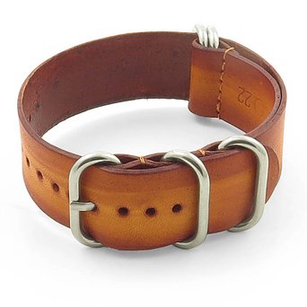 StrapsCo Tan Burnt Leather Nato Zulu Watch Band size 22mm