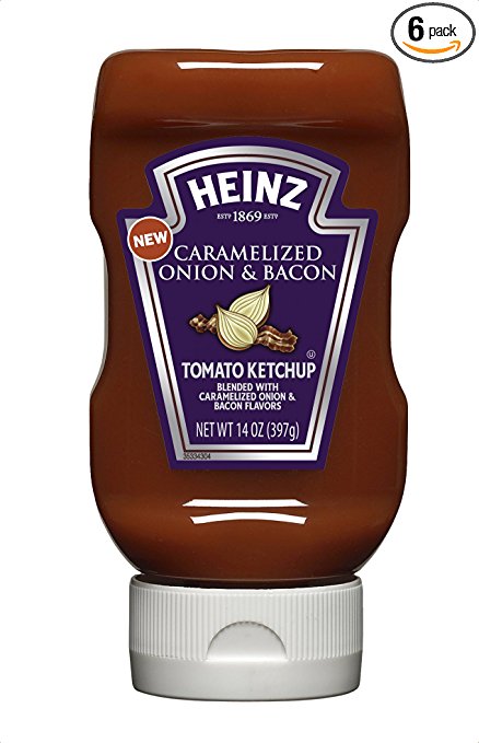 Heinz Tomato Ketchup with Caramelized Onion and Bacon, 14 Ounce (Pack of 6)