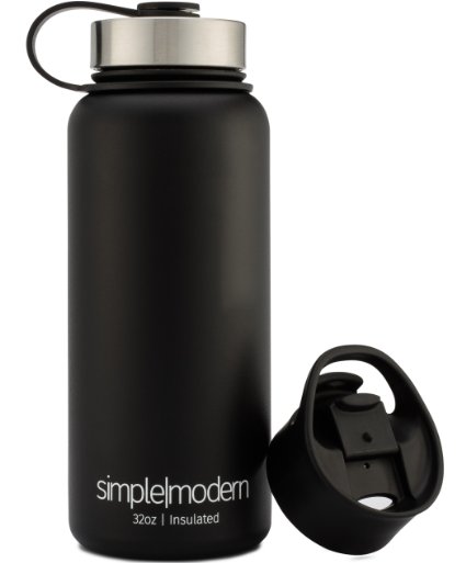 Simple Modern Stainless Steel Vacuum Insulated Water Bottle - Bonus Drinking Lid - Wide Mouth Thermos - Double Walled Flask - 32-Ounce