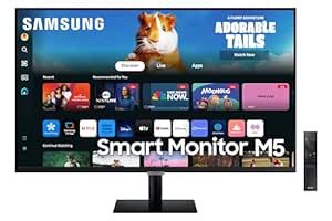 Samsung M5 27 inch LS27DM500EWXXL Smart Monitor | 1920x1080 | Mouse & Keyboard Control, OTT Apps, IoT Hub, Office 365, Workout Tracker | Multiple Ports, Speakers, Remote, Bluetooth