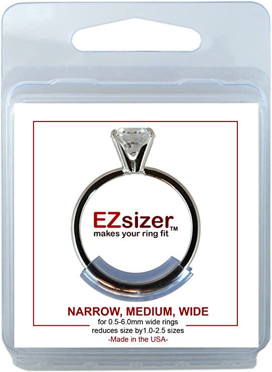 EZsizer Ring Size Reducer, Ring Guard, Ring Size Adjuster Size: Mixed, 1 Narrow, 1 Medium, 1 Wide, for rings 0.5 mm-6.0 mm wide.