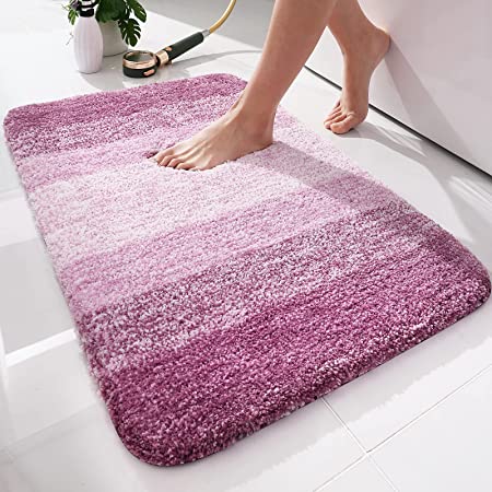 Olanly Luxury Bathroom Rug Mat, Extra Soft and Absorbent Microfiber Bath Rugs, Non-Slip Plush Shaggy Bath Carpet, Machine Wash Dry, Bath Mats for Bathroom Floor, Tub and Shower, 20x32, Purple