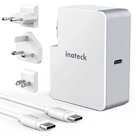 Inateck 60W USB C Wall Charger PD Charger with US UK EU Travel Adapter and 2M USB C Cable for MacBook 2015/2016, MacBook Pro 13”/15”, iPad Pro, Chromebook Pixel, iPhone X, Samsung S8, Nintendo Switch(UCC1003 White)