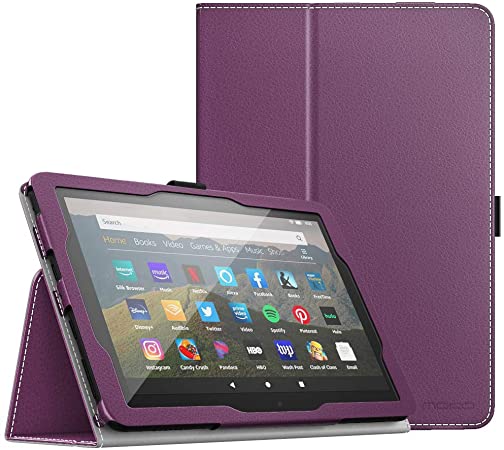 MoKo Case Compatible with All-New Kindle Fire HD 8 Tablet and Fire HD 8 Plus Tablet (10th Generation, 2020 Release),Slim Folding Stand Cover with Auto Wake/Sleep - Purple