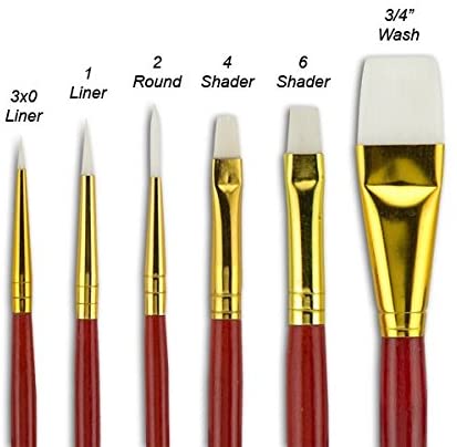 Fundamentals Paint Brush Set Short Handled for Decorative Arts, Watercolor, Acrylic, Oils, Set of 6 Classic White Watercolor Paint Brushes - Set No. 14