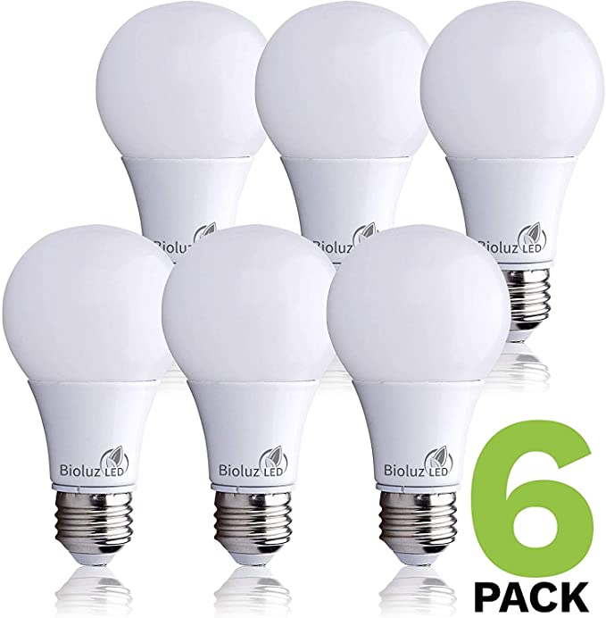 Bioluz LED 60 Watt LED Light Bulbs (Uses 9 Watts) ECO Series Cool White 4000K LED Light Bulbs 6-Pack