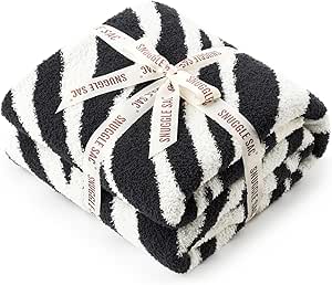 Snuggle Sac Zebra Blanket Black Zebra Print Blanket Twin Size, Ultra Soft Reversible Zebra Throw Blanket for Couch, Sofa & Bed, 60x80 inches