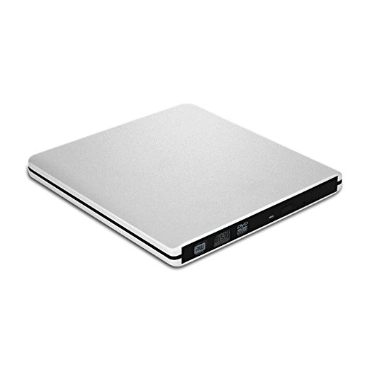 LinGear USB 3.0 Portable External Slot CD/DVD-RW Burner Writer with Built-in USB Cable for Macbook, Macbook Pro, Macbook Air or other Laptop/Desktops - Silver