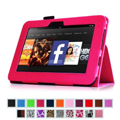 Fintie Folio Case for Kindle Fire HD 7" (2012 Old Model) - Slim Fit Leather Cover with Auto Sleep/Wake Feature (will only fit Amazon Kindle Fire HD 7, Previous Generation - 2nd), Magenta