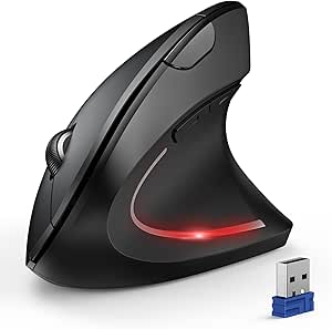 TECKNET Mouse Ergonomico, Mouse Verticale Bluetooth Senza Fili, Mouse Silenzioso 4800 DPI con 6 Livelli DPI Regolabili, Mouse Ottico 2.4GHz, Mouse senza Fili con 6 Pulsanti per Laptop, PC, MacBook.