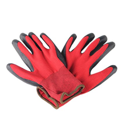 Ruri’s Safe Touch Small Animal Handling Rabbies Gloves with Coating for Bird Hedgehog and Hamster Free Size (Red)