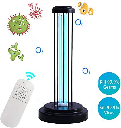 UV Light Sanitizer, UVC Disinfection Lamp, Remote Control Germicidal Lamp Steriliser Light Ultraviolet Ozone Disinfection 38W Sterilization for Home Kills 99% of Germs Viruses & Bacteria