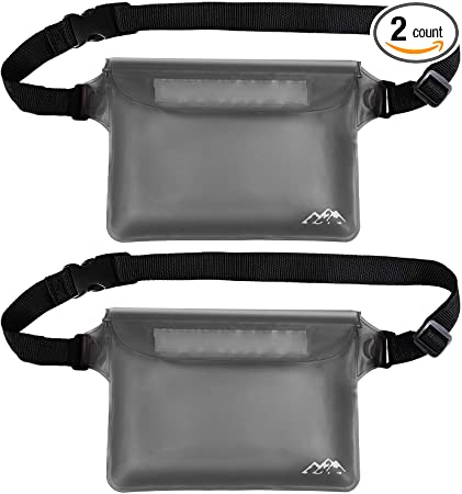 SMARTAKE 2-Pack Waterproof Pouch with Waist Strap, Durable Dry Bag for Phone, Valuables and Wallet, Waterproof Belt Bag Case for Swimming Boating Snorkeling Fishing and Beach