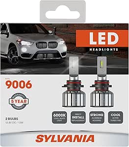 Sylvania 9006 LED Headlight Bulbs | 6000K Cool White Light - 2 Pack