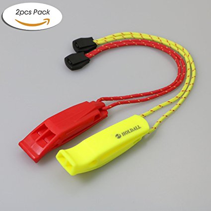 HOLDALL Emergency Safety Whistle with Lanyard for Boating Hiking Kayak Life Vest Survival Rescue Signaling.