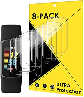 KIMILAR [8-Pack] compatible with Fitbit Charge 5 Screen Protector, 3D Full Cover Flexible Clear Film compatible with Fitbit Charge 5 Advanced Fitness & Health Tracker [Scratch Resist] [Crystal Clear]