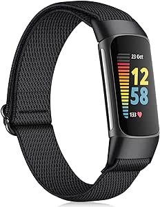 Fintie Elastic Bands Compatible with Fitbit Charge 6 / Charge 5, Sport Stretchy Breathable Watch Band Soft Replacement Straps Wristband