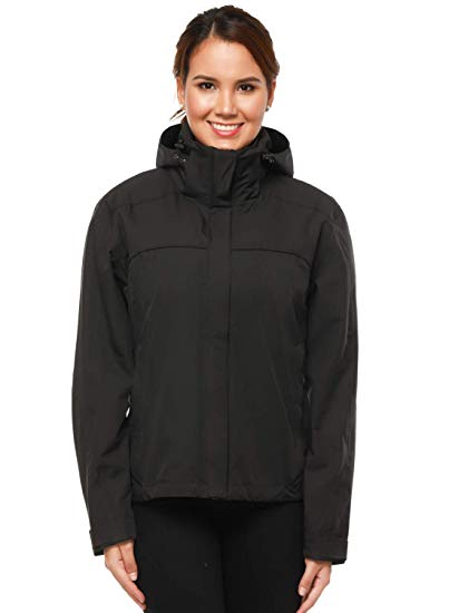 MIERSPORTS Women's Lightweight Rain Jacket Front Zip Waterproof Raincoat with Removable Hood, Windbreaker for Hiking