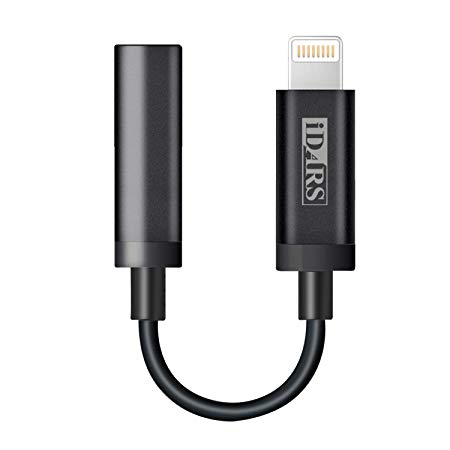 iDARS Lightning to 3.5mm Headphone Jack Adapter for Apple iPhone Xs/XS MAX/XR/ X/iPad Apple Adapter iPhone Adapter Lightning Connector Lightning Audio Adapter Enable Microphone Function - Black