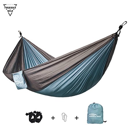 Forbidden Road Hammock Single & Double Camping Portable Parachute Hammock For Outdoor Hiking Travel Backpacking - 210D Nylon Taffeta Hammock Swing - Support 500lbs Ropes Carabiners Included - 4 Colors