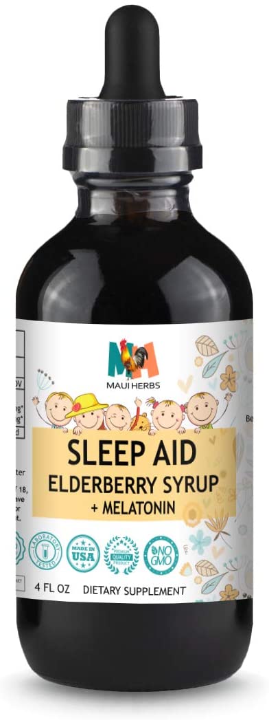 Sleep Aid Elderberry and Melatonin Liquid Extract for Children 4 fl oz, for Restful Sleep, Boost Immune System