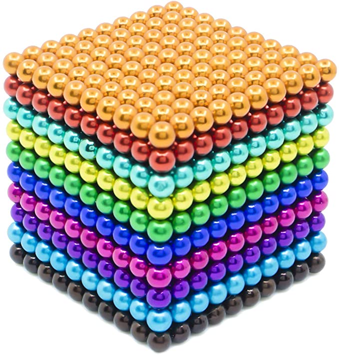 3Millimeter 1000 Pieces Rainbow M-agnetic Balls M-agnets Fidget Gadget Marbles Beads Office Desk Toy & Stress Relief Building Game Building Blocks